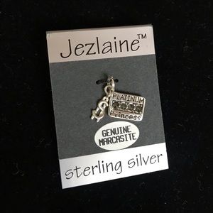 Sterling Silver Platinum Princess Charm Pendant
